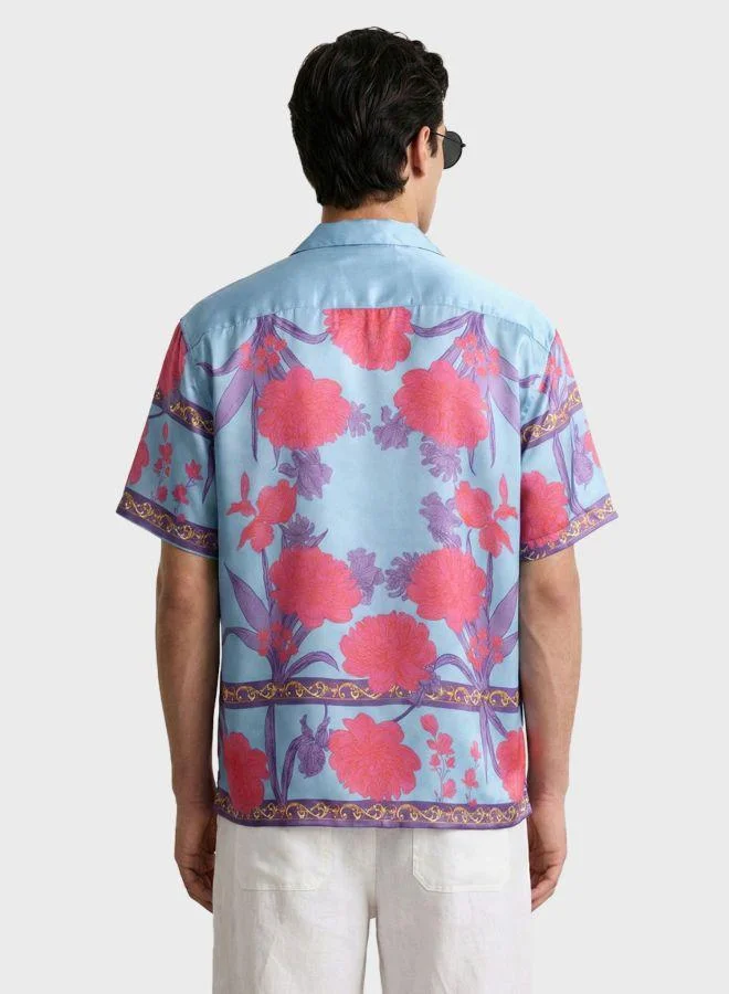 The Indian Garage Co Men Relaxed Fit Printed Cuban Collar Half Sleeves Shirt
